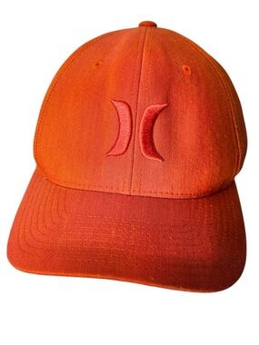 HURLEY Yupoong Orange Ball Cap Hat Red Rage Flex Fit Size Large / XL